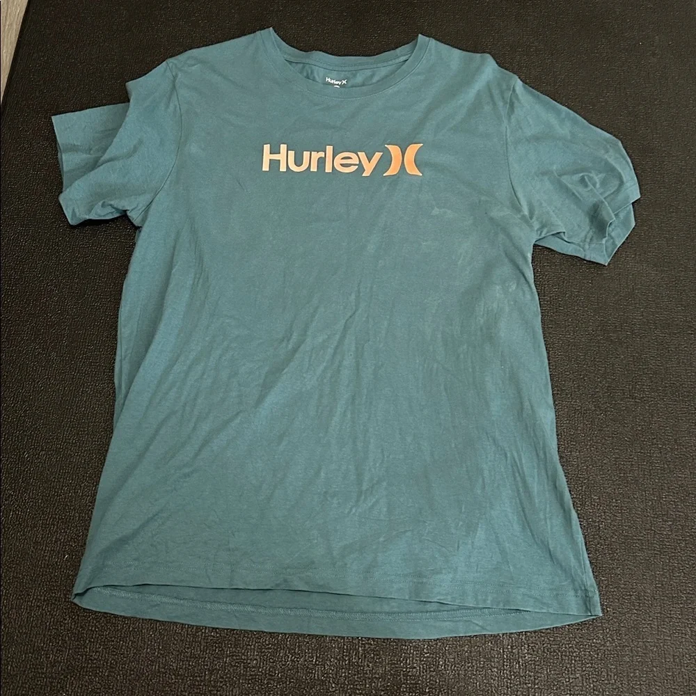 Hurley Men's Blue T-Shirt with Orange Logo size Large - Picture 2 of 7
